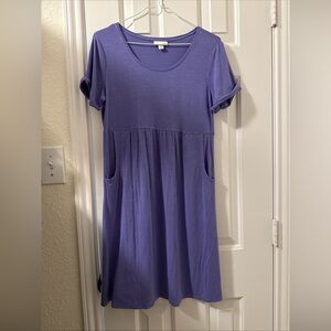 J. Jill Womens XS petite Purple Short Sleeve Dress /w Pockets EUC